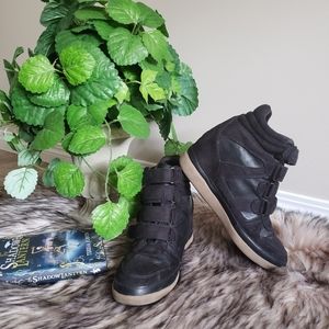Black wedge street fashion sneaker boots